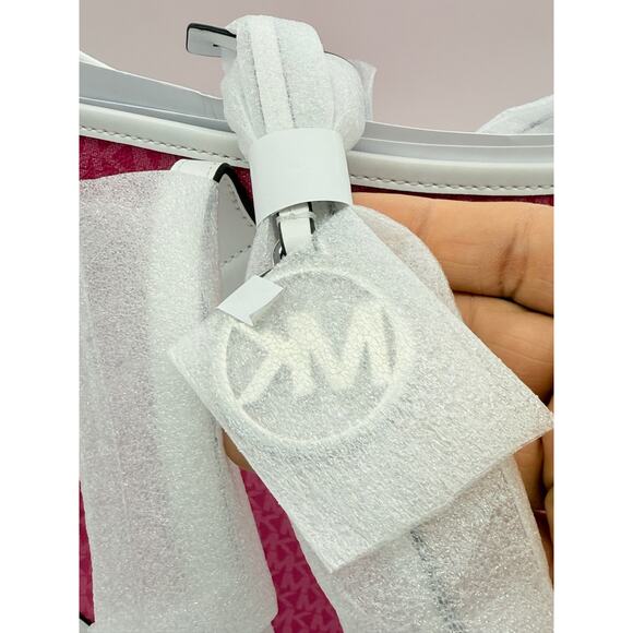 RETAIL $498 Michael Kors Pink Eva Large Signature Logo Stripe Tote Bag*NWT - Picture 9 of 13